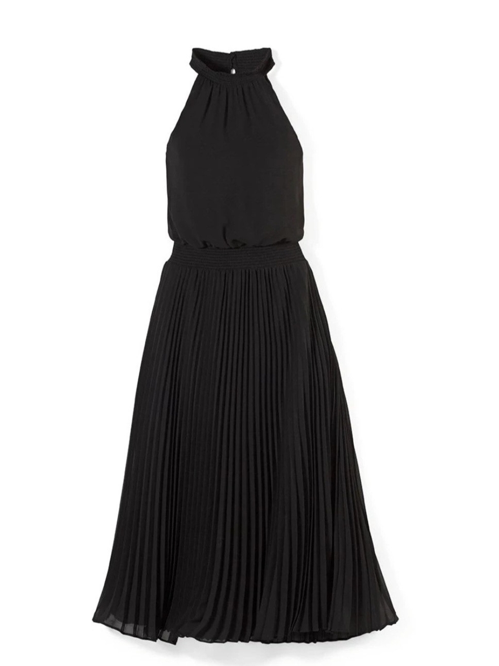 WHBM Pleated Halter Midi Dress Black Size 14